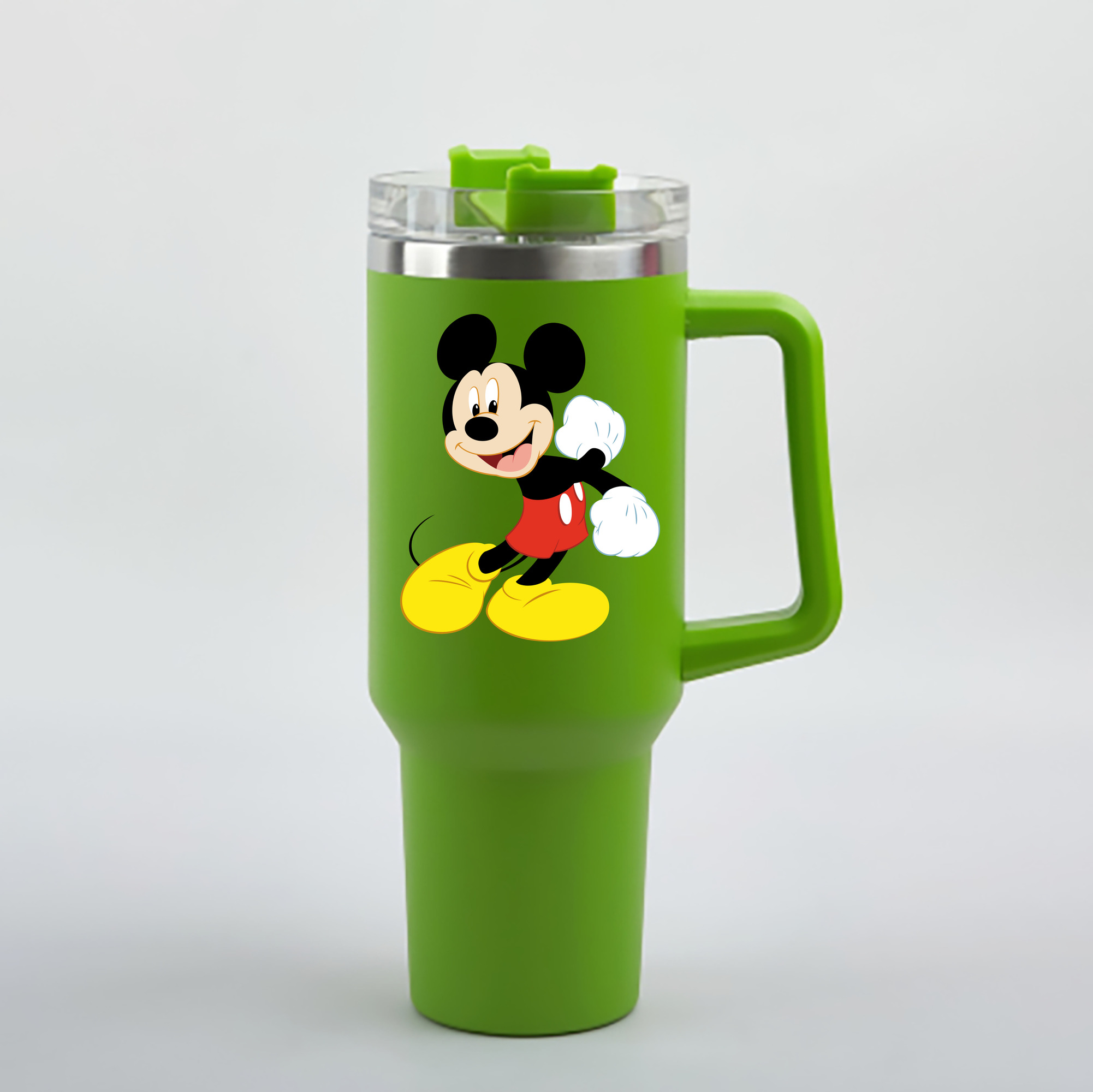 （画像用） ミッキーマウス Mickey Mouse 1200mL車用タンブラー - クリスタルステッカー（プラスチックストロー付き）